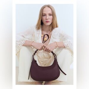 Mango Burgundy Oval Shoulder Bag